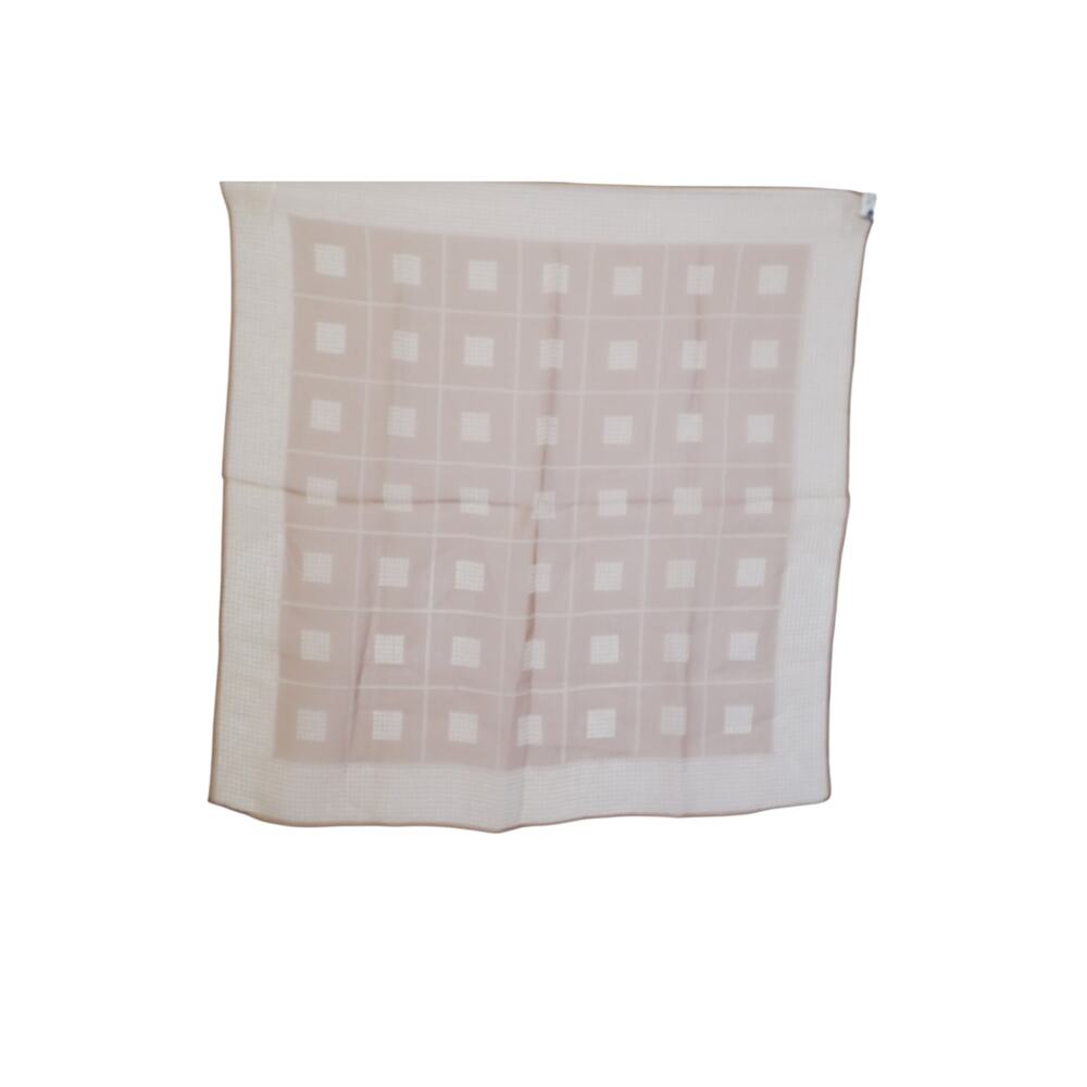Vintage Brown White Geometric Square Scarf Retro Neck Hair 22x22 1970's,1980's